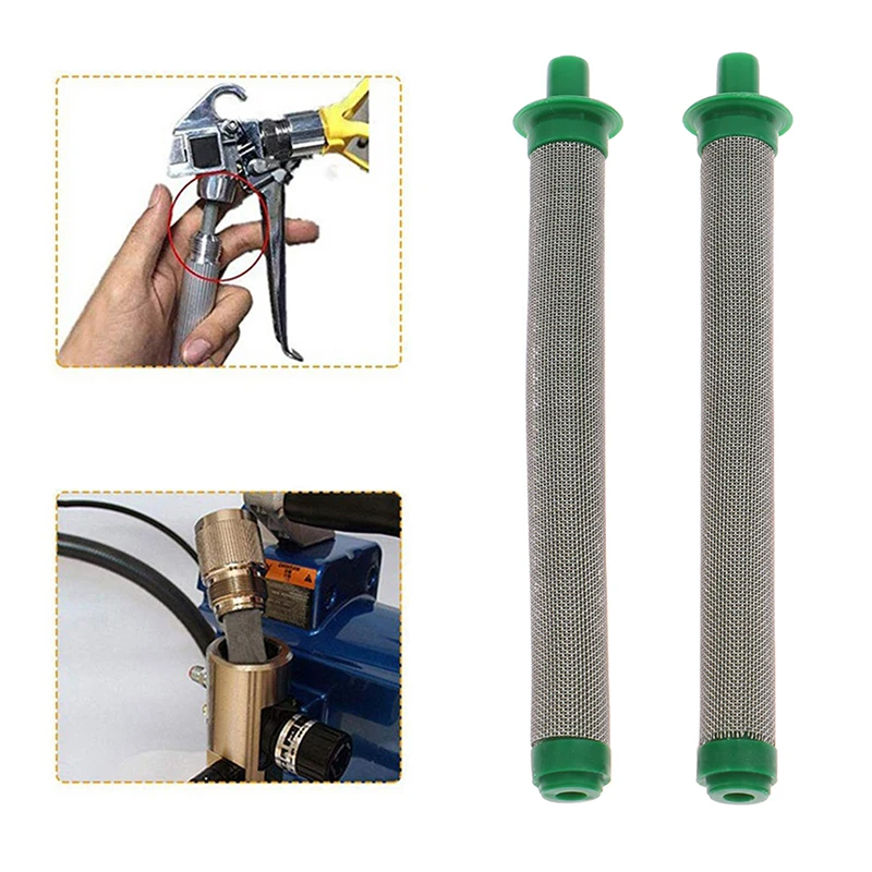 

2 Pcs Airless Gun Filter 60 Mesh Fine Spray Gun Filter Cartridges Stainless Steel Power Tools Accessories