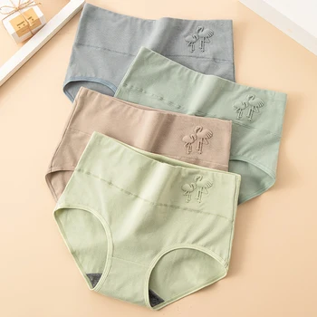 4Pcs Plus Size Women Panties High Waist Body Shaper Underwear Soft Cotton Briefs Grils Panty Sexy Underpants Female Lingerie