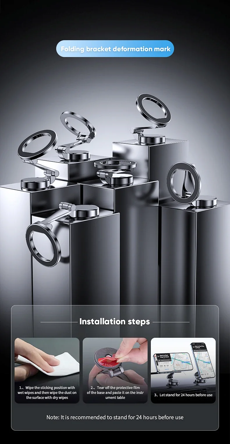 Magnetische Auto-Handyhalterung 360-Grad-Rotation Faltbare Telefonhalterung Saugnapf Auto-Navigations-Handyhalterung für iPhone Samsung – Detail 16