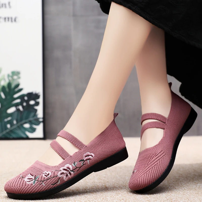 

обувь женская кроссовки на платформе кроссовки женские летние ботинки женские кроссовки носки женские Женская спортивная обувь с вышивкой, сетчатые дышащие туфли с открытым носком, женские лоферы с круглым носком