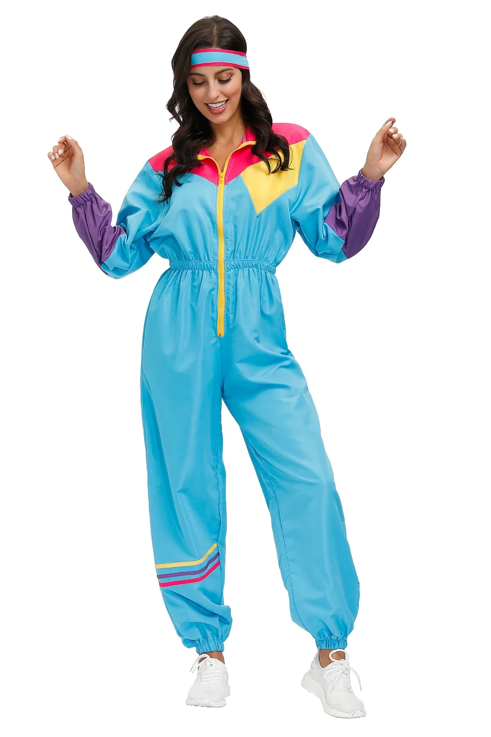 Festa di carnevale Donna anni '80 anni '90 Hippie Disco Costumi Cosplay Retro Hip Hop Tuta Outfit Purim Costume di Halloween - immagine 2