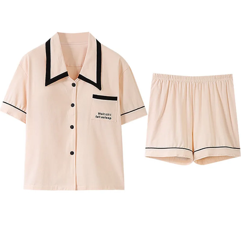 

Korean New Student Pajamas Set Short Sleeve Shorts Suit Cotton Sleepwear Female Homewear Pyjama Pour Femme Nightwear Clothes