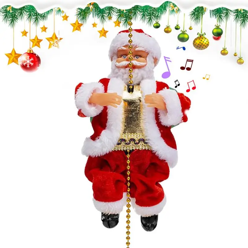 

Santa Musical Climbing Rope Electric Climbing Ladder Santa Claus Music Doll For Home Christmas Tree Hanging Decor With Music