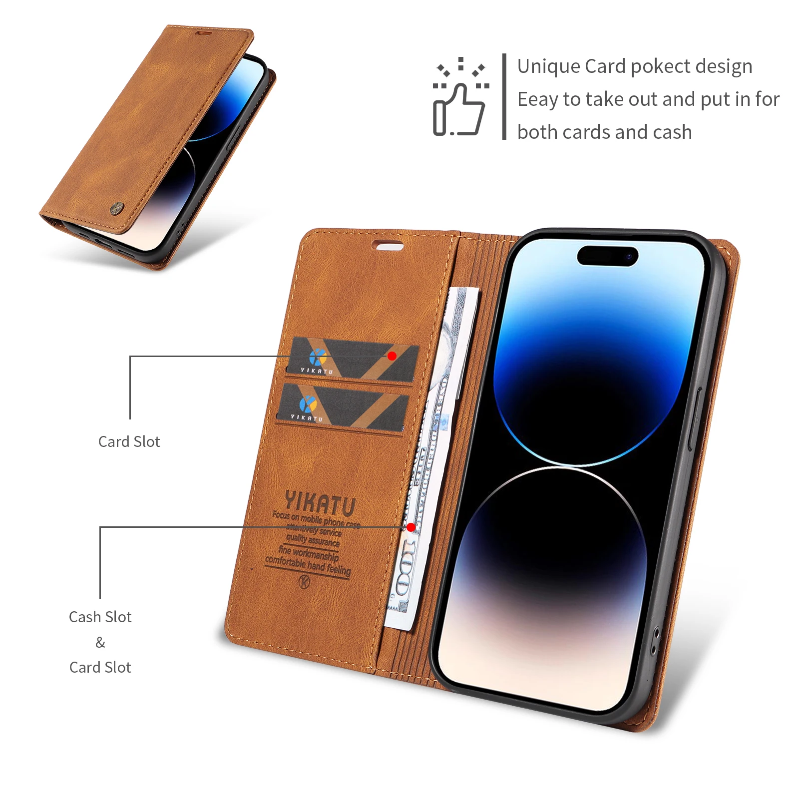 Leather Wallet Flip Case - Elegant Protective Cover