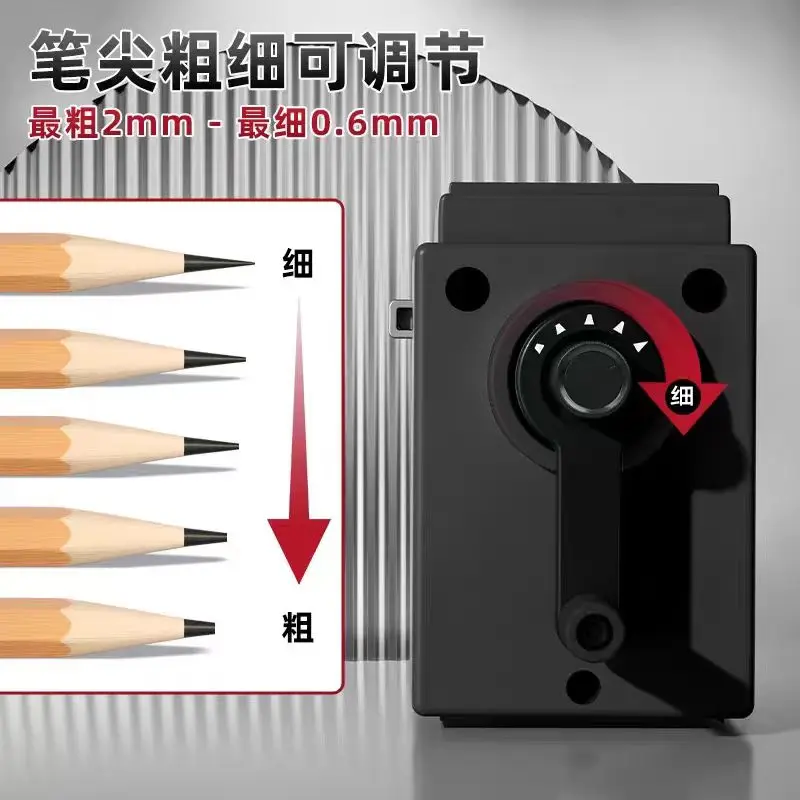 델리 회전식 연필깎이 6.5-12mm 조절 가능 카메라 연필깎이 기계 문구 연필 커터 나이프 용품