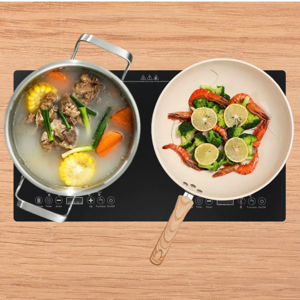3500W High-Power Electric Induction Cooker Double-Head Embedded Double Cooktop for Household Commercial Kitchen Use