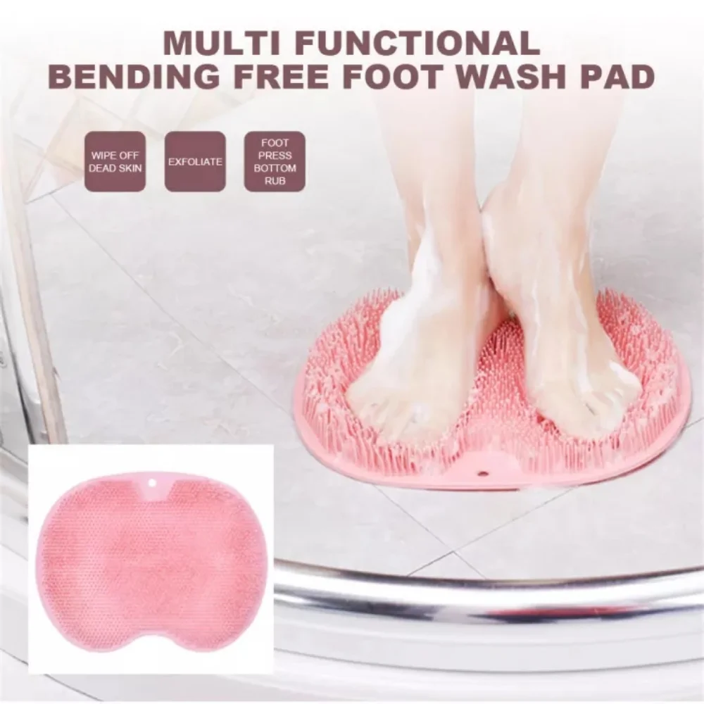 Exfoliating Shower Massage Scrubber Wall Non-slip Silicone Shower Mat with Sucker for Foot Wash Body Cleaning Bathing Tool
