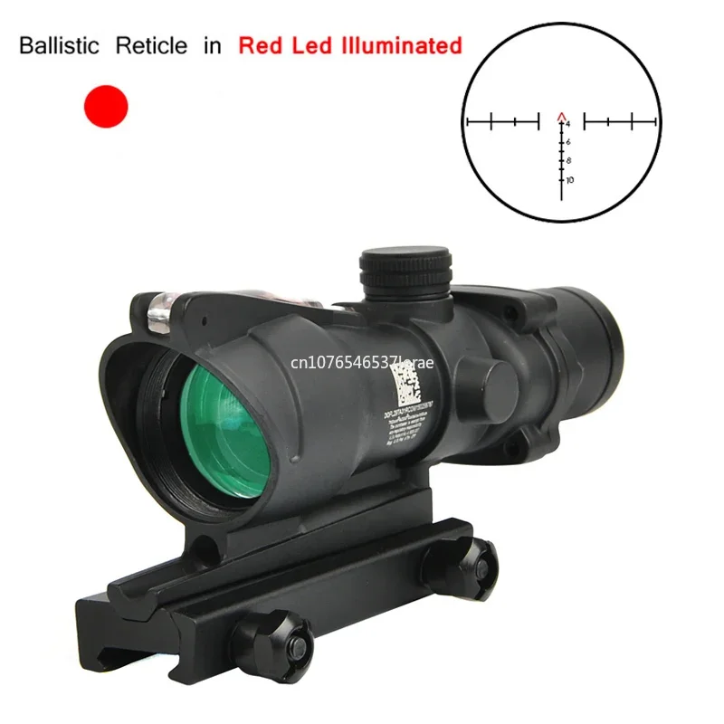 Red Dot Sight Tactical Magnifier Scope Trijicon ACOG 4X32 With RMR Real Fiber Optics Red Green Dot Illuminated Chevron Glass Etched Reticle Rifle Scope Hunting