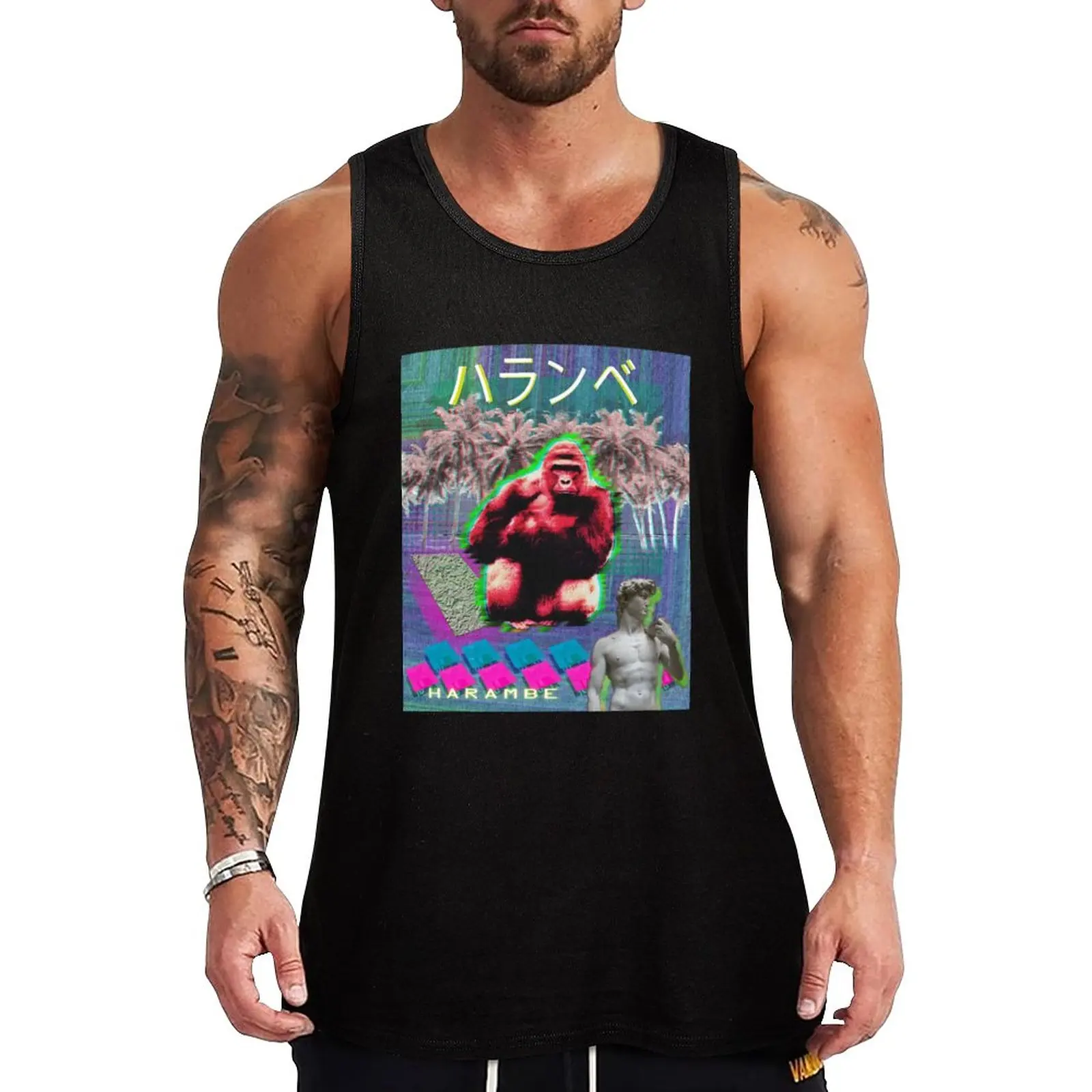 

New Vaporwave Harambe Tank Top t-shirts for men Men's t-shirt sleeveless gym shirt man fitness