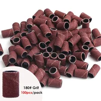 100/50pc Sanding Cap Bands For Electric Manicure Machine 180/120/80 Grit Nail Drill Grinding Bit Files Pedicure Tool 2