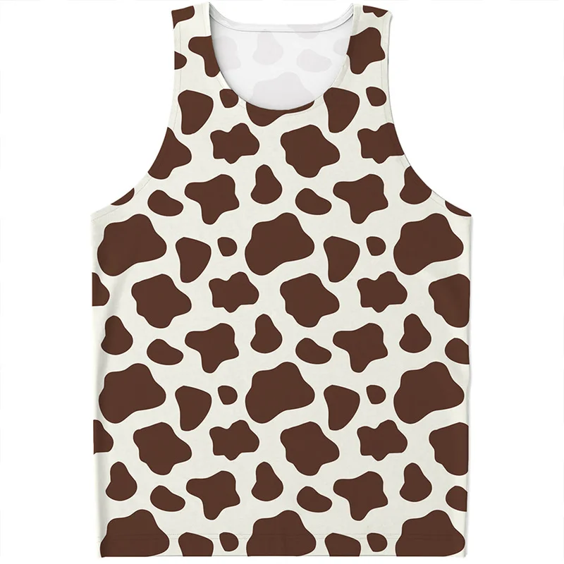 

Fashion Camo Cow Pattern Tank Tops Men Summer Sleeveless Beach Vest Casual Cool 3D Printed Tee Shirt Tops Oversized Streetwear