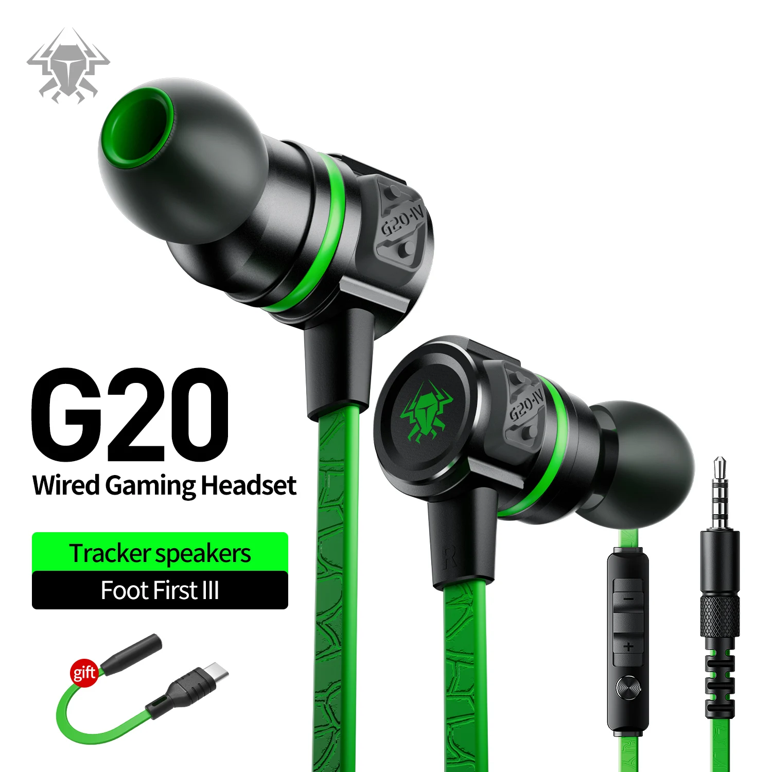 Gaming headphone TYPE C/3.5mm G20 hammerhead Bass earphones with mic