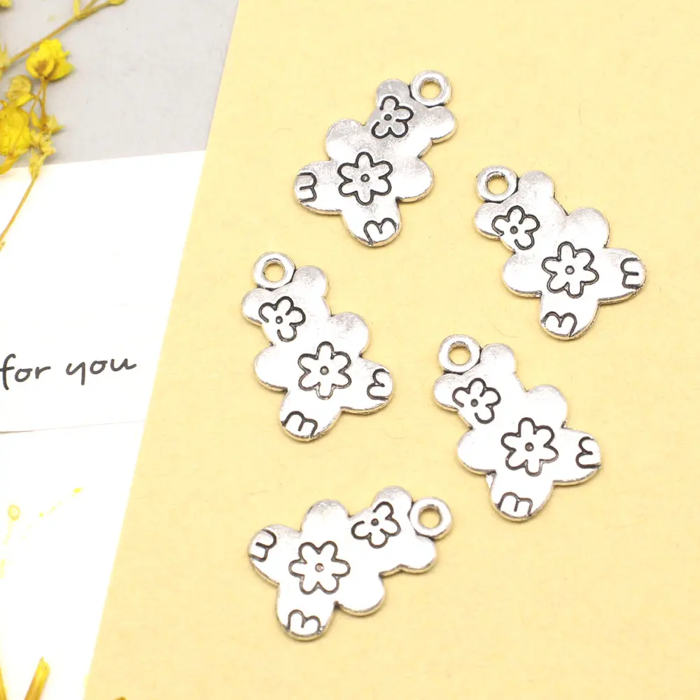 

10pcs 20x12mm Little Bear Charms Vintage Pendant Antiqu Man Jewelri Antique Silver Color