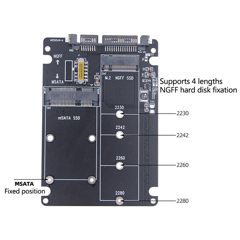 MSATA SATA M.2 NGFF SATA 하드 디스크 어댑터 보드, SATA 60Gbps M2 NGFF SATA SSD MSATA SSD 어댑터