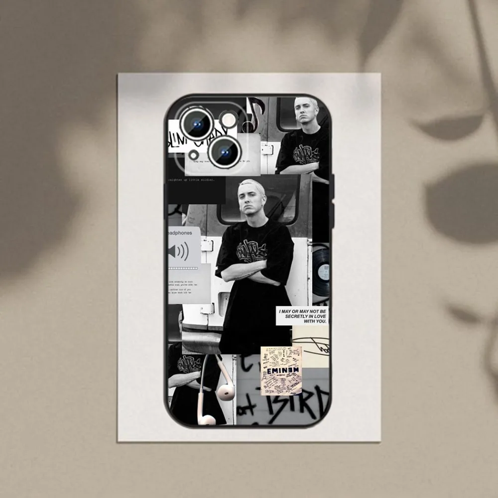thumbnail image 1 of Singer E-Eminem funda de teléfono para Apple iPhone 15,14,13,12,11,XS,XR,X,8,7,Pro,Max,Plus,mini funda negra de silicona, 1 of 5