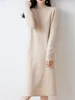 Women's Cashmere Sweater Dress, 100 Pure Wool, Long, Semi-Turtle Neck, Skirt, Loose, Autumn, Winter 3