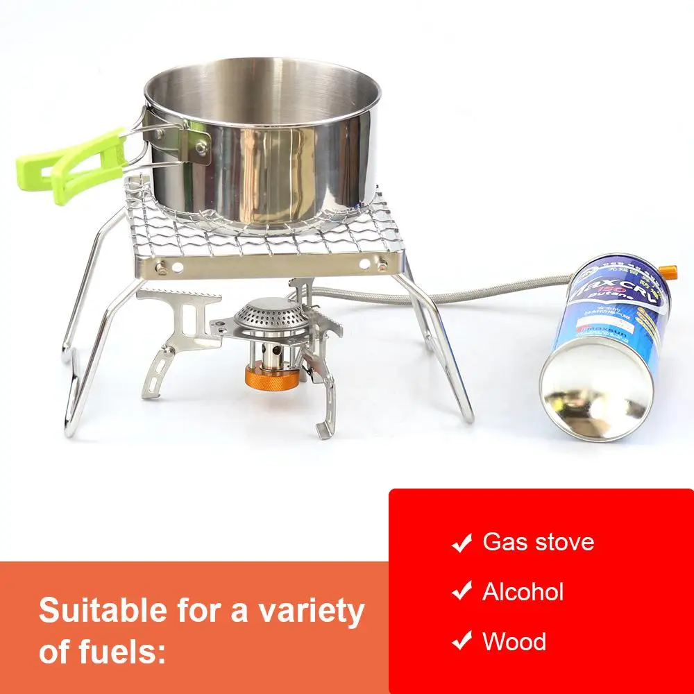 

Многофункциональный складной Костер-гриль, Портативная подставка из нержавеющей стали, стальная уличная газовая плита, гриль, терка для кемпинга, стан S1W7