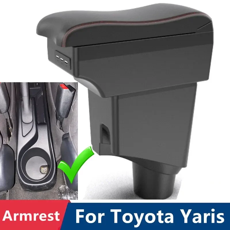 Accoudoir Central Pour Toyota Yaris/Vitz 2011-2019 - Noir, Sans USB - Boîte De Rangement Et Porte-gobelets
