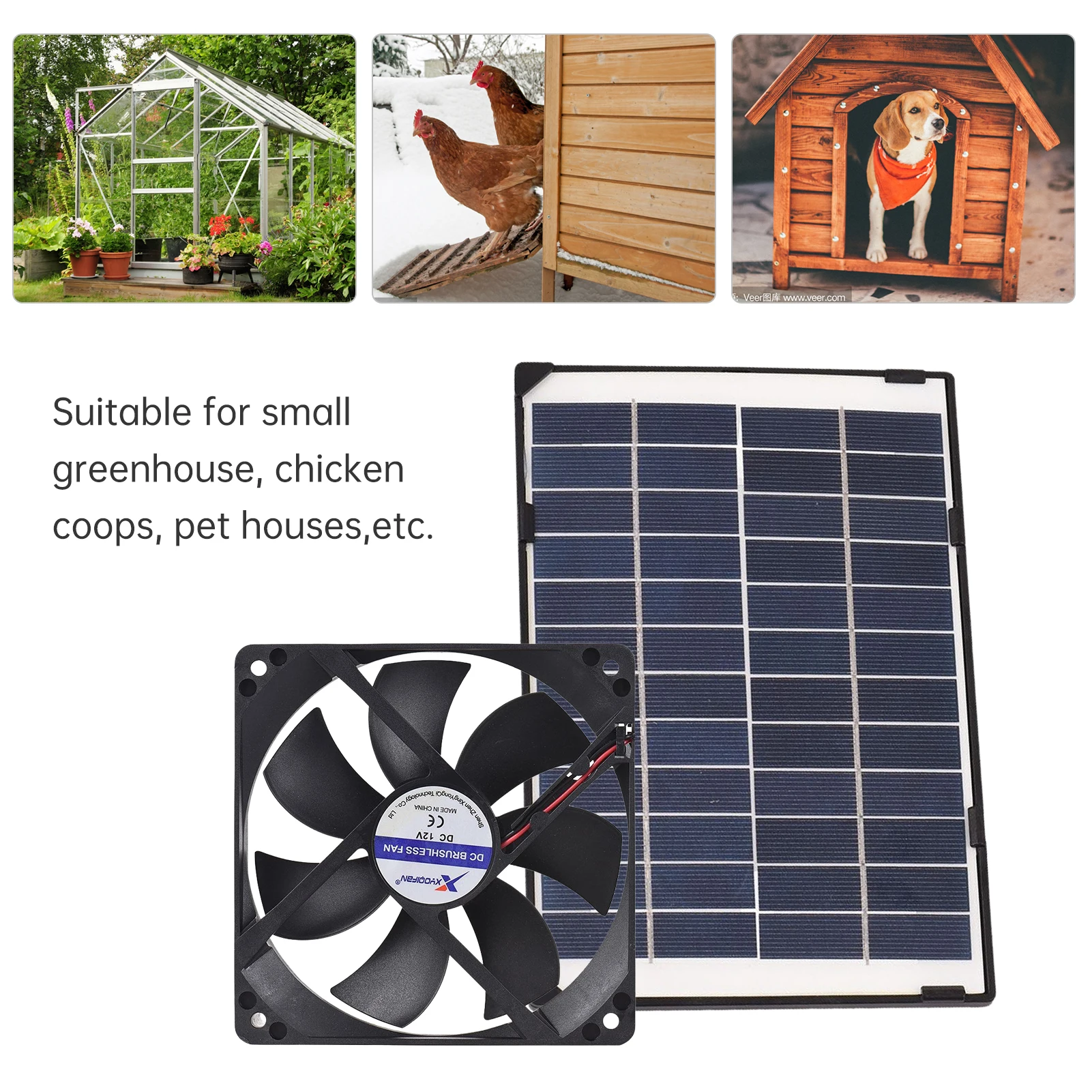 6W 12V Solar Exhaust Fan Air Extractor Mini Ventilator Solar Panel Fan for  Dog Chicken House Greenhouse with 3 Meters Cable - AliExpress