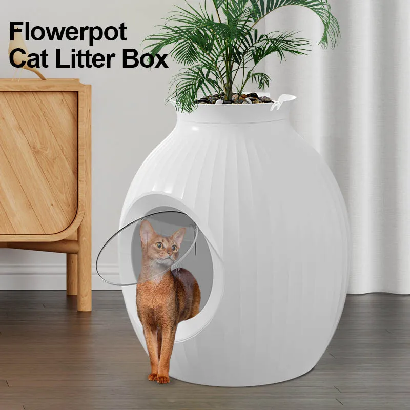 

New Flower Pot Style Cat Litter Pot Odor Proof Fully Enclosed Oversized Cat Toilet Anti Splashing Cat Excrement Cat Litter Basin