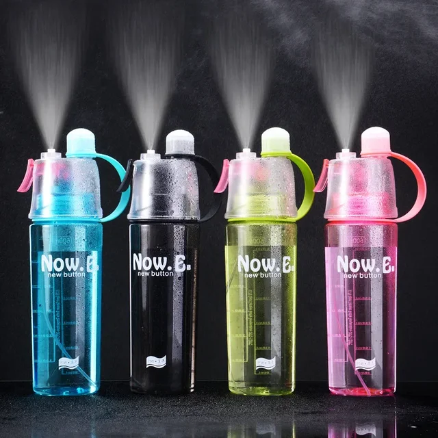 600ML Sports Water Bottle Drinking Spray Fog Water Bottle Male and Female Plastic Water Bottle for Cycling Hiking Outdoor Gym 2