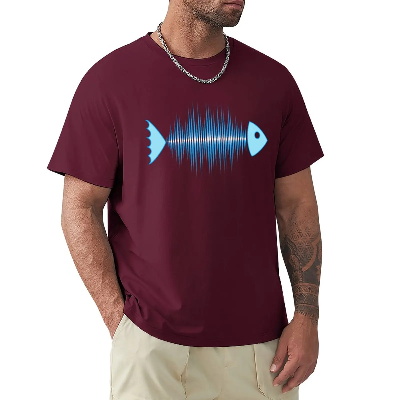 Music Fish Pulse Rate Frequency Dance House Techno Wave T-Shirt Tee shirt  shirts graphic tees oversized t shirt Men's clothing