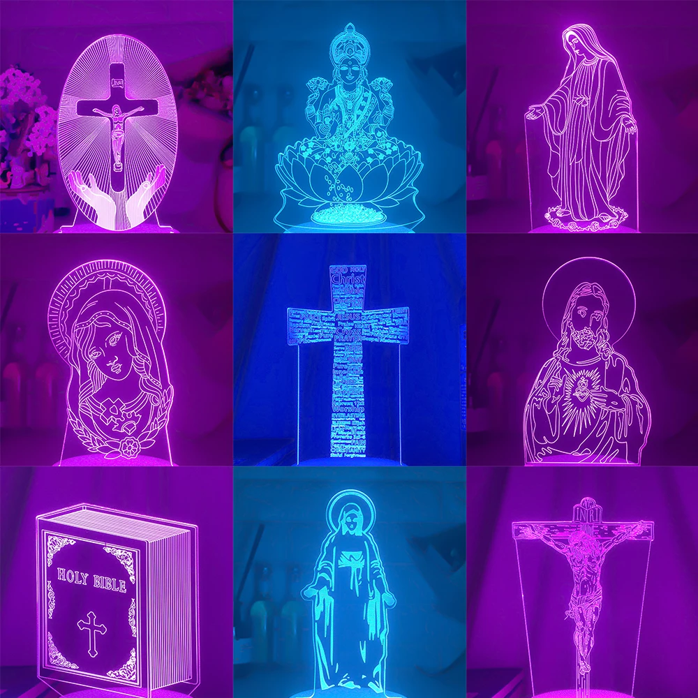 

Newest Crucifixion of Jesus Led Night Light for Church Decoration Lights Cool Gift for Christians Usb Battery Powered Table Lamp