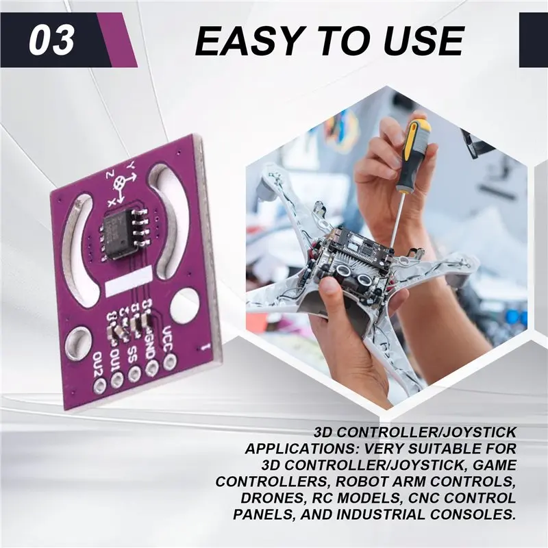뜨거운 판매-1 세트 MCU-93 MLX90333 3D 핸들 조이스틱 센서 모듈 SPI 인터페이스 Arduino, 게임 컨트롤러용 절대 위치