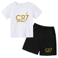Summer Kid boy clothes Set Children Girls Football CR7 Star Printed T-shirts And Shorts 2 Pieces Suit Topm Bottom Tracksuits