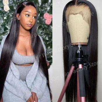 13x6 Bone Straight Hd Transparent 13x4 Lace Front Human Hair Wig 30 40 Inch For Women Pre Plucked With Baby Hair Lace Front Wigs 1
