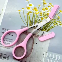 Eyebrow Trimmer Scissor with Comb Female Male Eyebrow Eyelash Scissors Safety Stainless Steel Face Razor Makeup Beauty Scissors 2