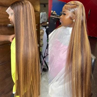 Melodie 40 Inch Highlight Wigs Human Hair Honey Blonde Colored Straight 13x6 Lace Frontal Wig 210% Brazilian Hair For Women