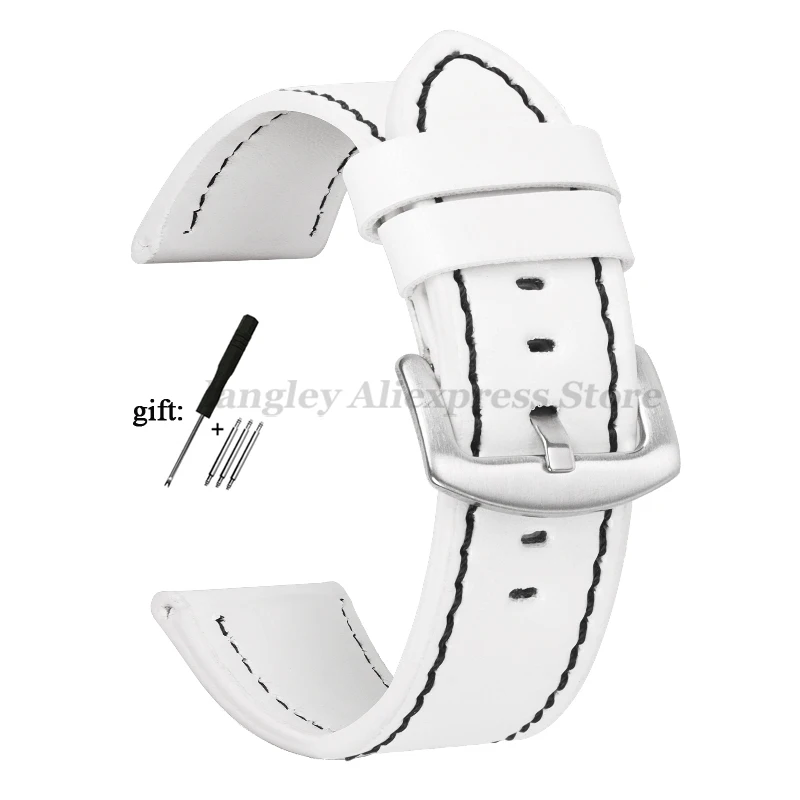 Vintage Leather Watch Band Strap with Stainless Steel Buckle - Unisex Sports Accessory