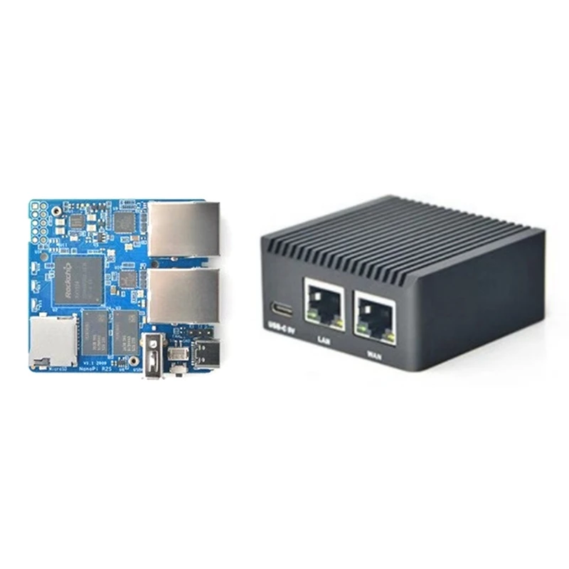 Nanopi R2S , RK3328, 1GB DDR4 RAM, CNC ݼ ̽, ̴ ,  ⰡƮ Ʈ, SBC Openwrt ý