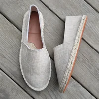 Gentleman Casual Comfort Bohemian Slip on Lazy Shoes Summer Female Mens Flat Slip on Canvas Strap Loafers Straw Espadrilles 2