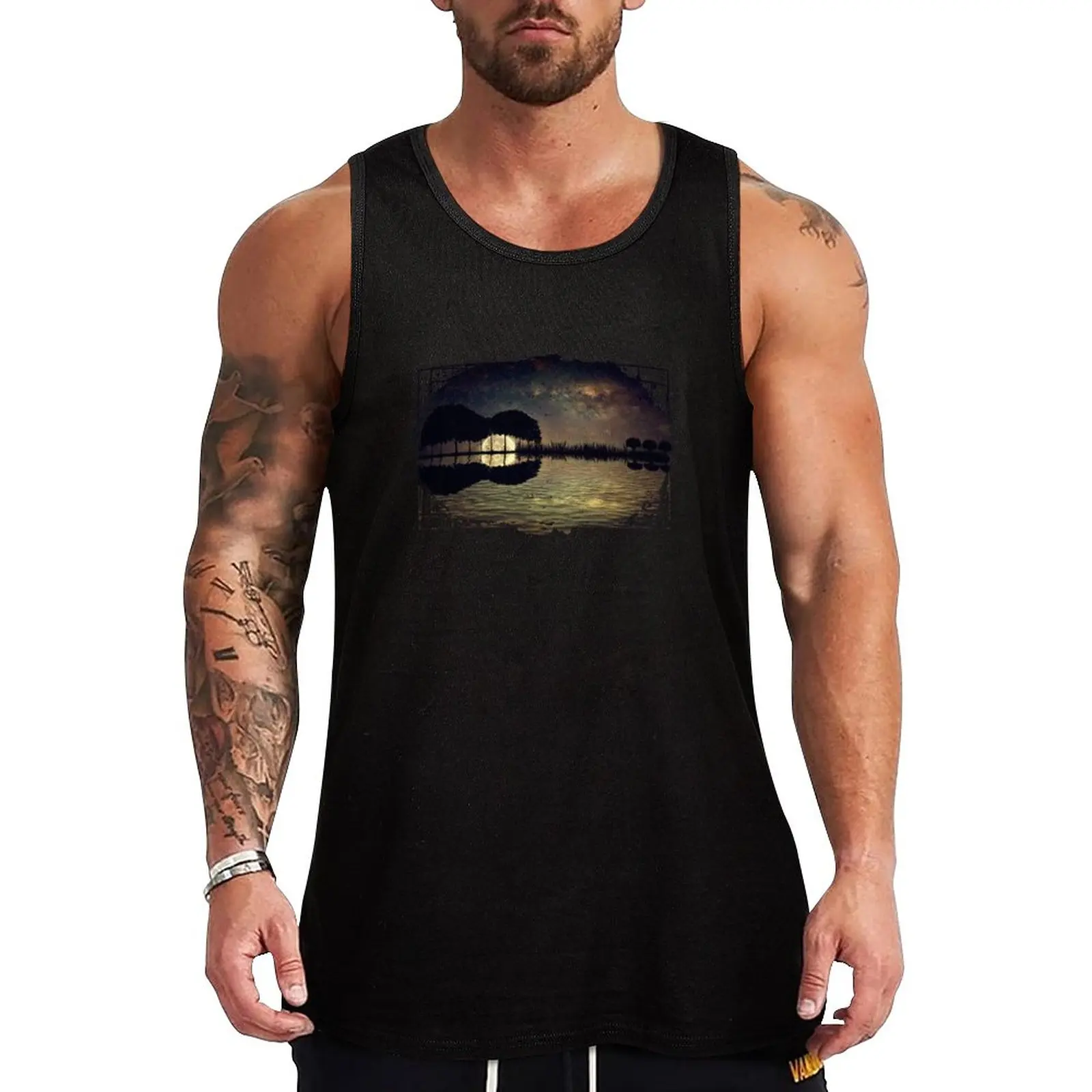 

New guitar island moonlight Tank Top bodybuilding anime gym Male clothes