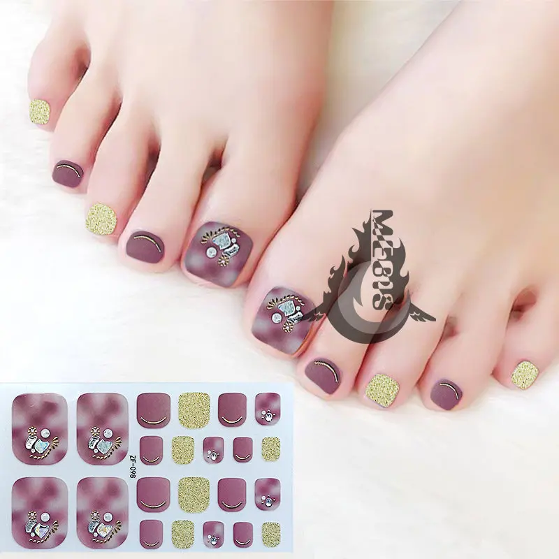 

Free Shipping Multiple Styles 22 Tips Toenail Toe Nail Stickers Gradient Nail Sticker Set Gel Varnish Rhinestones Stickers Tacks