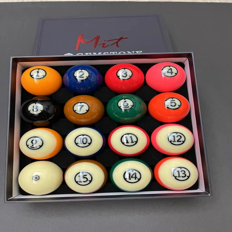 Mit Gemstone Premium Billiard Ball Set, 2-1/4 Inch, 16 Balls for Pool Tables, Professional Pool Balls