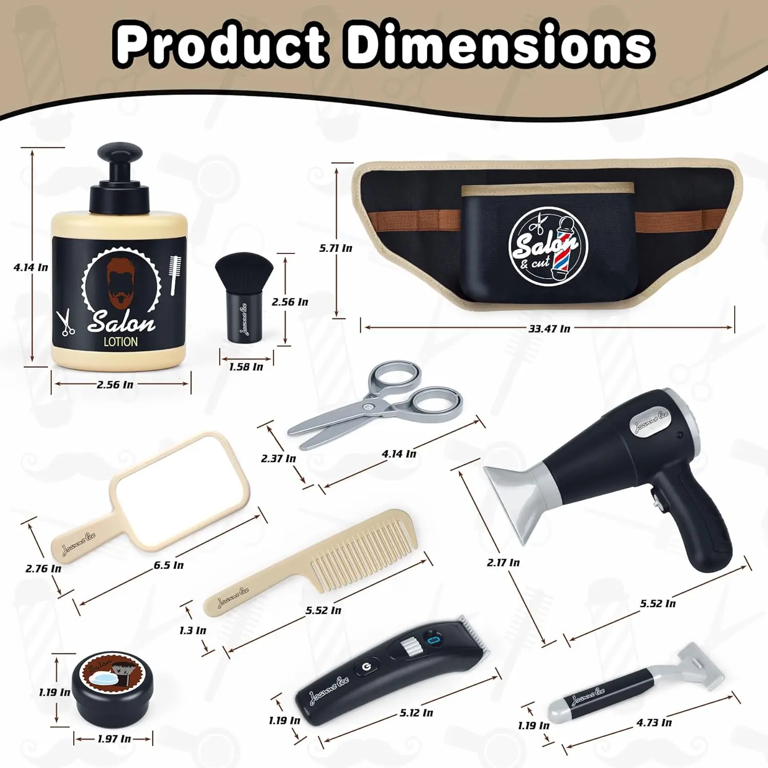 Cool Kids Barber Shop Playset-Hair Cutting Kit for Role Play, Salon, Pretend Play Gift for Boys Girls Age 3+,Christmas,Birthday