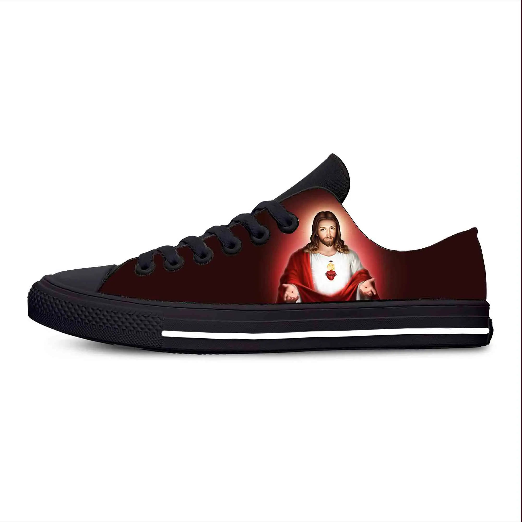 Jesus Christ Christian Cross God Faith Religion Casual Cloth Shoes Low Top Comfortable Breathable 3D Print Men Women Sneakers 4