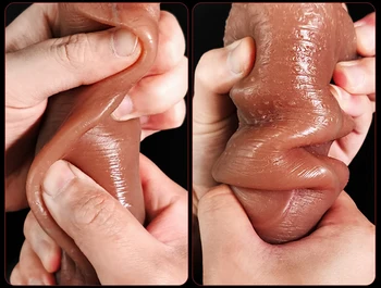 Strong Male Sliding Foreskin Big Dildo Skin Feel Suction Cup Thick Cock Anal Adult Toy for Men Women Gay Double Silicone Penis 4