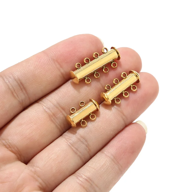 

3pcs Stainless Steel Multi-Strand Magnetic Slide Tube Clasps Connectors for DIY Jewelry Necklaces Making Findings 15mm/20mm/25mm