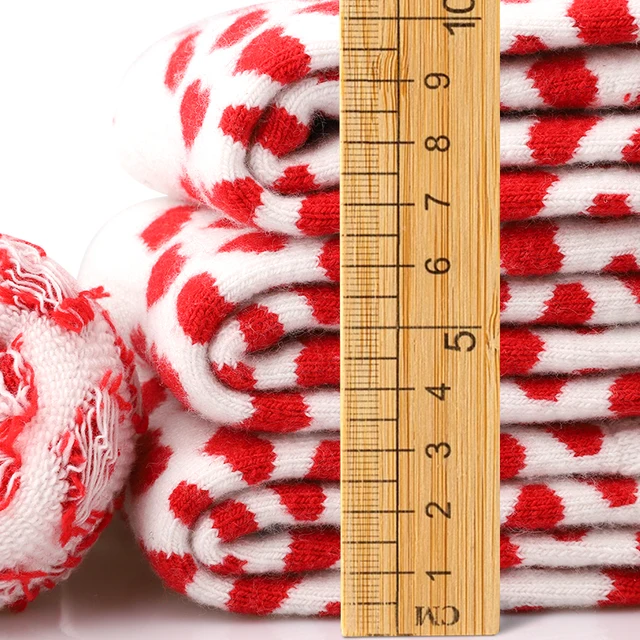 4Pairs Women's Heart Print Crew Socks Winter Plush Terry Loop Mid-Calf Sock Heavy Knit Thermal Snow/Outdoor Casual Floor Sock 3