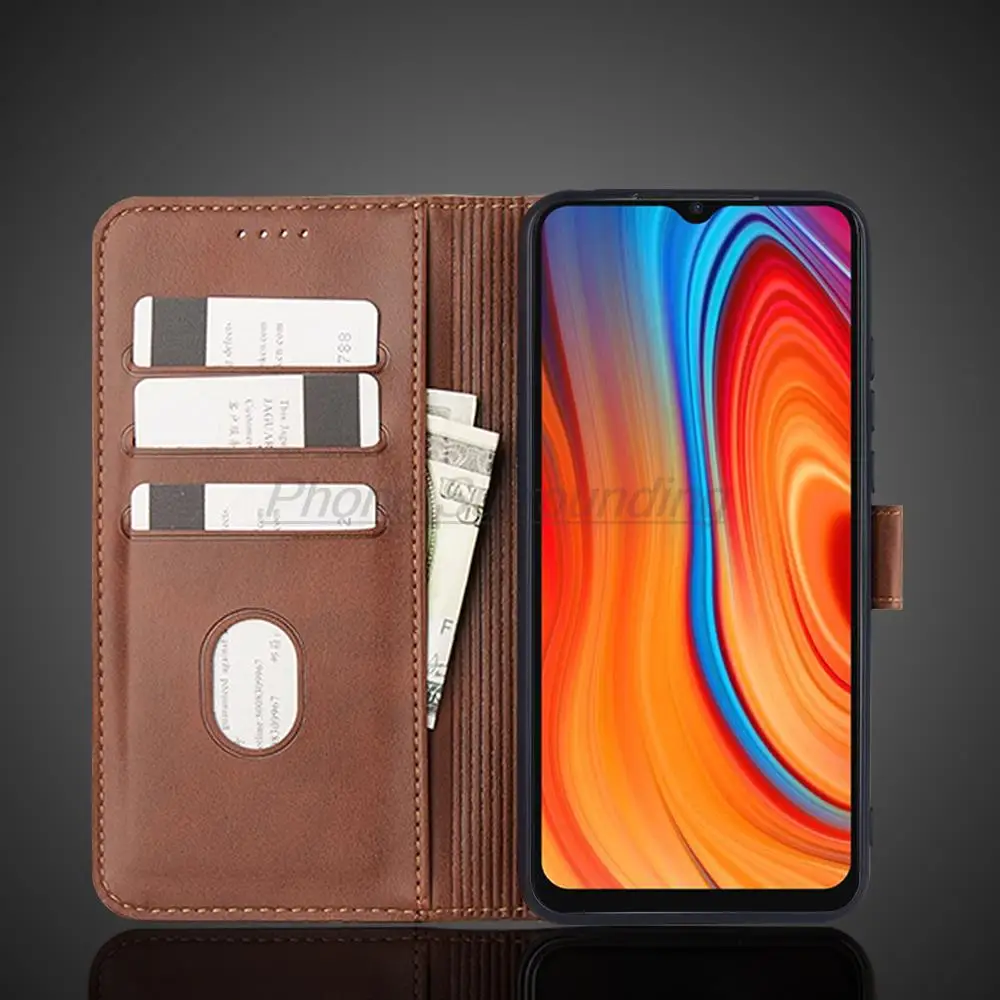 Luxurious Leather Wallet Flip Case for Realme C3 - Premium Protective Phone Holster