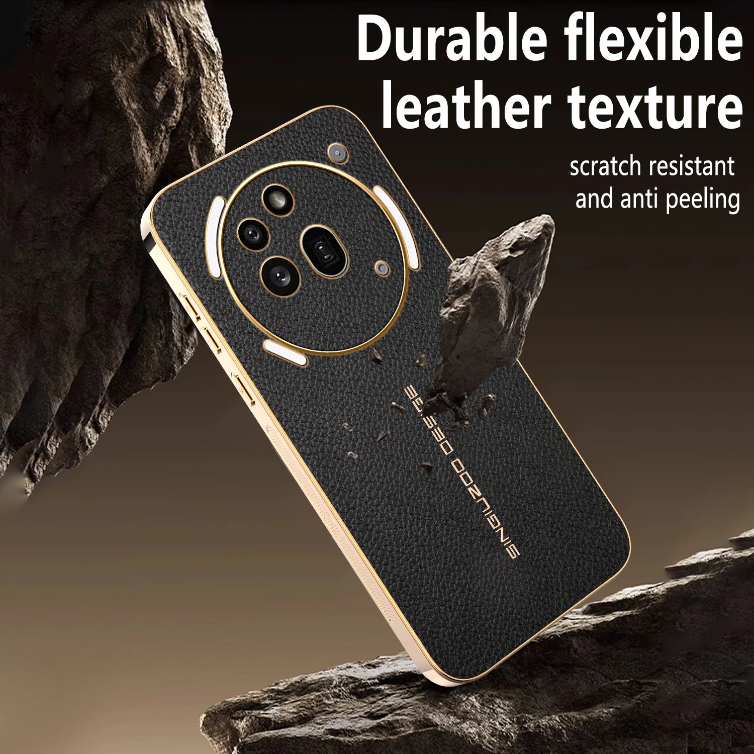 Elegant Lichee Pattern Shockproof Phone Case with Plated Frame