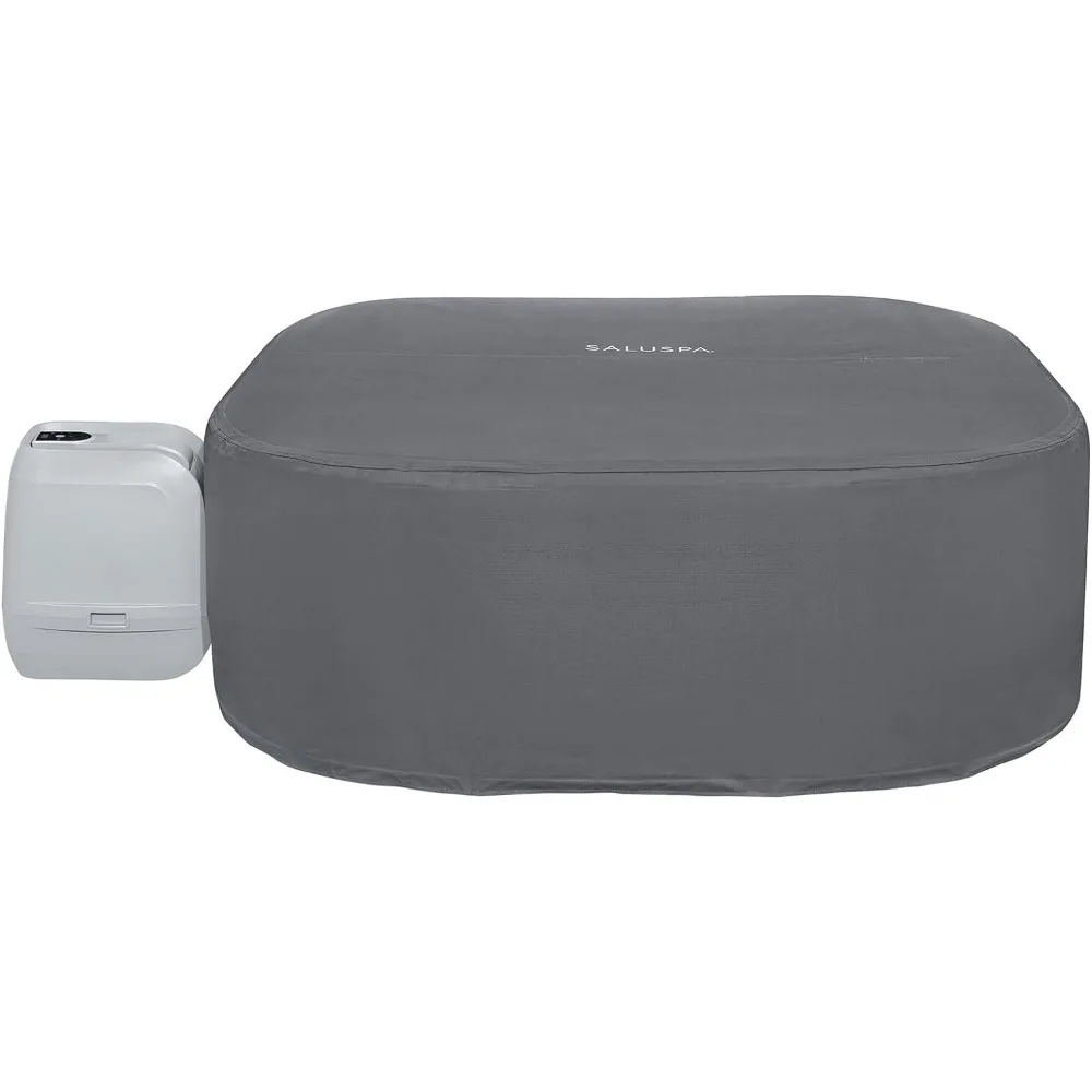 SaluSpa Atlantis AirJet 4 to 6 Person Inflatable Hot Tub Square Portable Outdoor Spa with 140 Soothing Jets with Lids