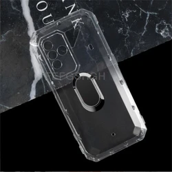 Rugged Back Ring Holder Bracket Phone Case with TPU Soft Silicone for Armor 19 (Clear Tpu A Black)