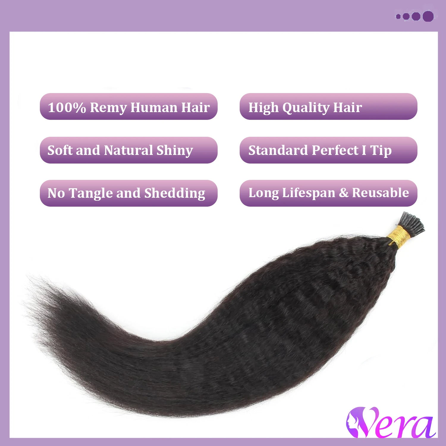 I Tip Hair Extensions Human Hair Kinky Straight Itips For Black Women Full to Bottom Natural Black I Tips hair extensions