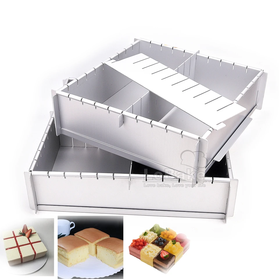 Baking Tray Adjustable Square Cake Tin Silverwood Multi-size