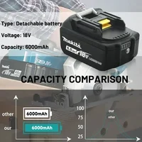 100% מקורי סוללת מקיטה, 18V 6.0Ah סוללה נטענת, מחליף את סוללת מקיטה BL1830BL1840BL1850BL1860B, סוללת כלי עבודה 4